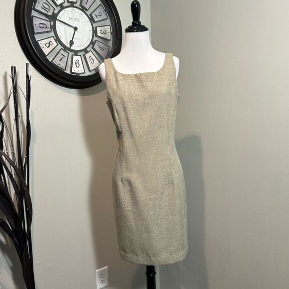 Trio New York Career Beige/Tan/Brown Above Knee Sheath Dress Size 10P - Picture 2 of 10